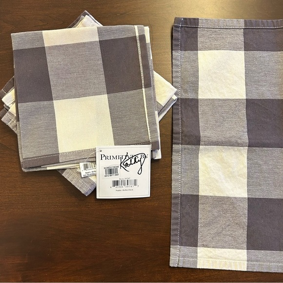 Primatives By Kathy Gray And White Gingham Napkins Set Of 4 - Picture 2 of 2
